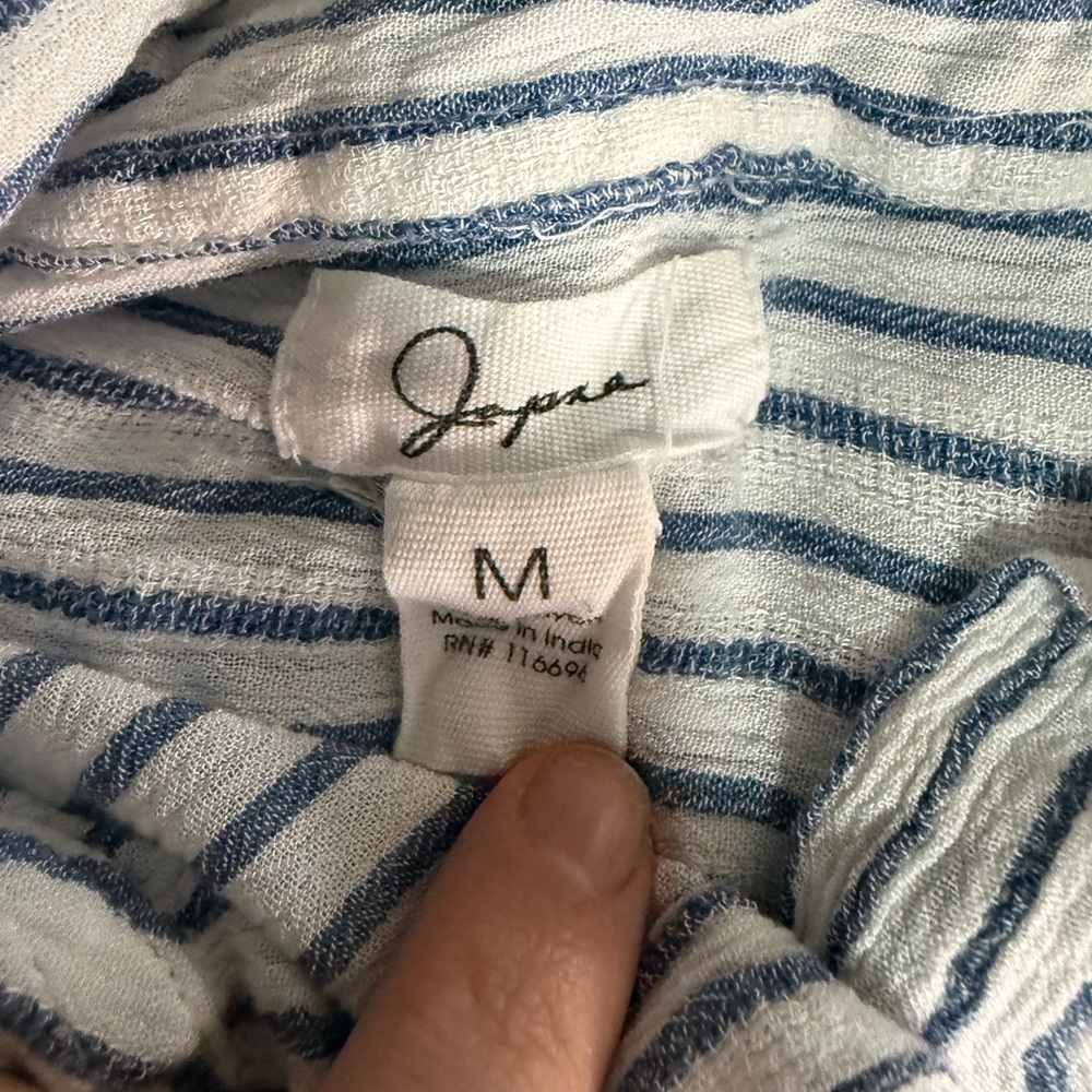 Japna Blue and White Striped Button Down Shirt Size L - Picture 5 of 6